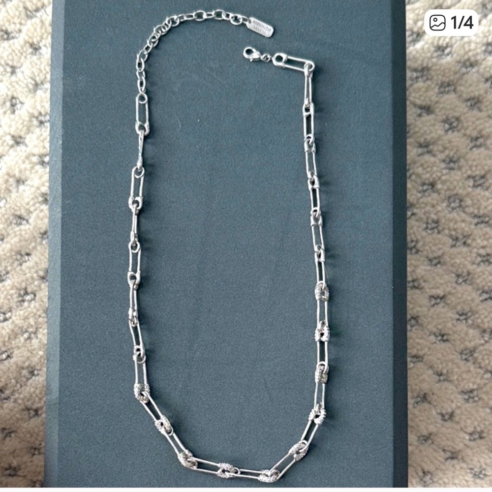 Melinda Maria Silver Safety Pin Necklace